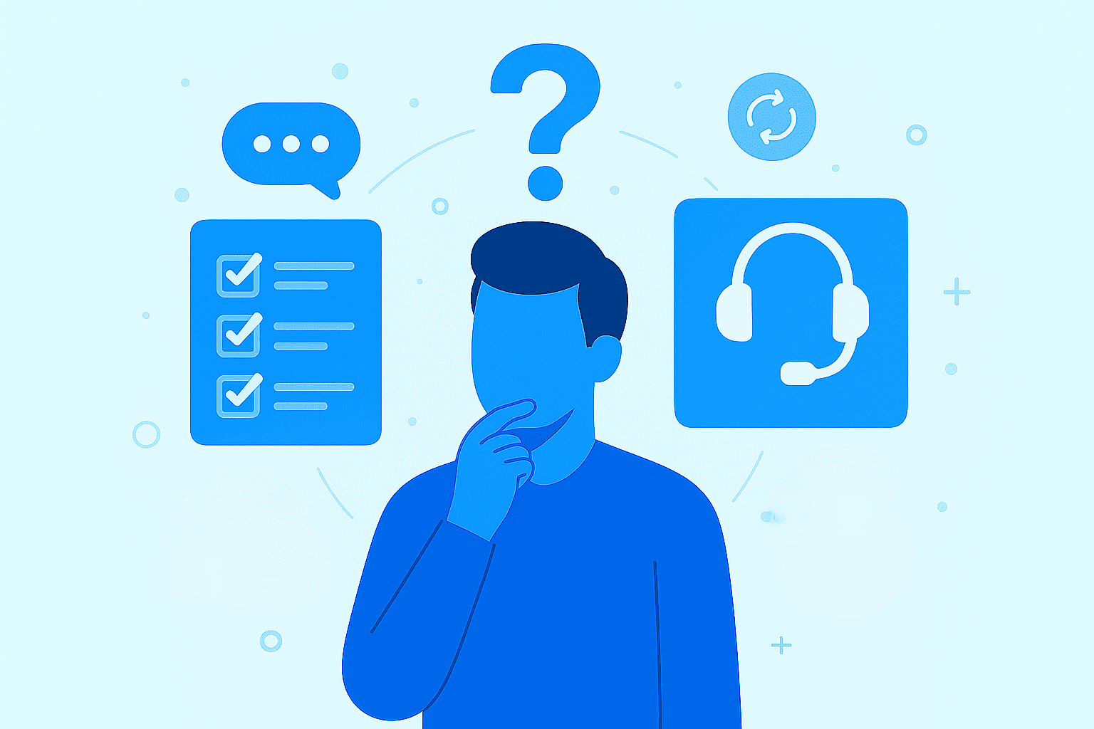 Support agent choosing between customer service options