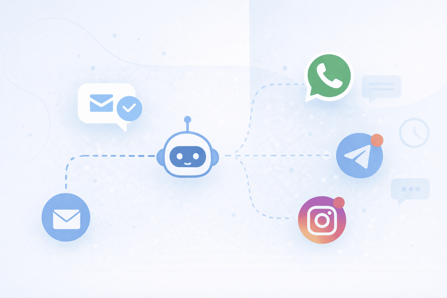 Automation symbol surrounded by social messaging app logos